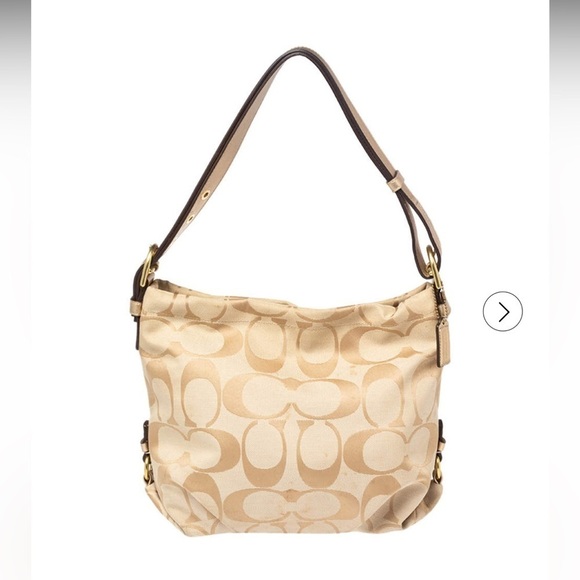 Coach Soho Signature Duffle Shoulder Bag F15067 Tan/Gold - Picture 1 of 12